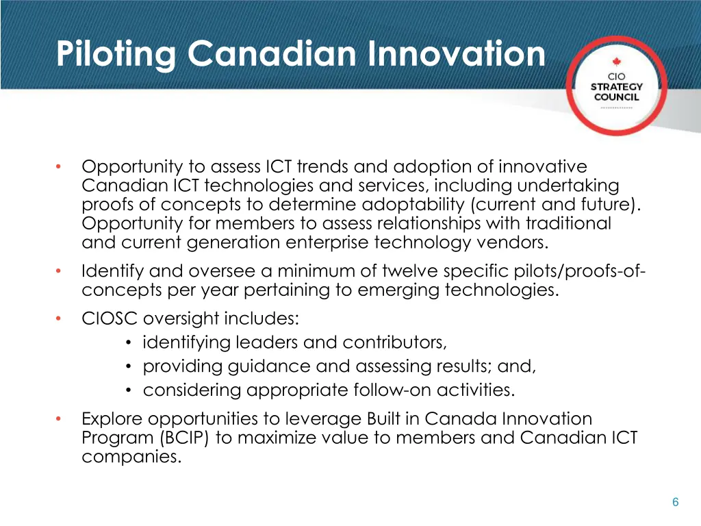 piloting canadian innovation