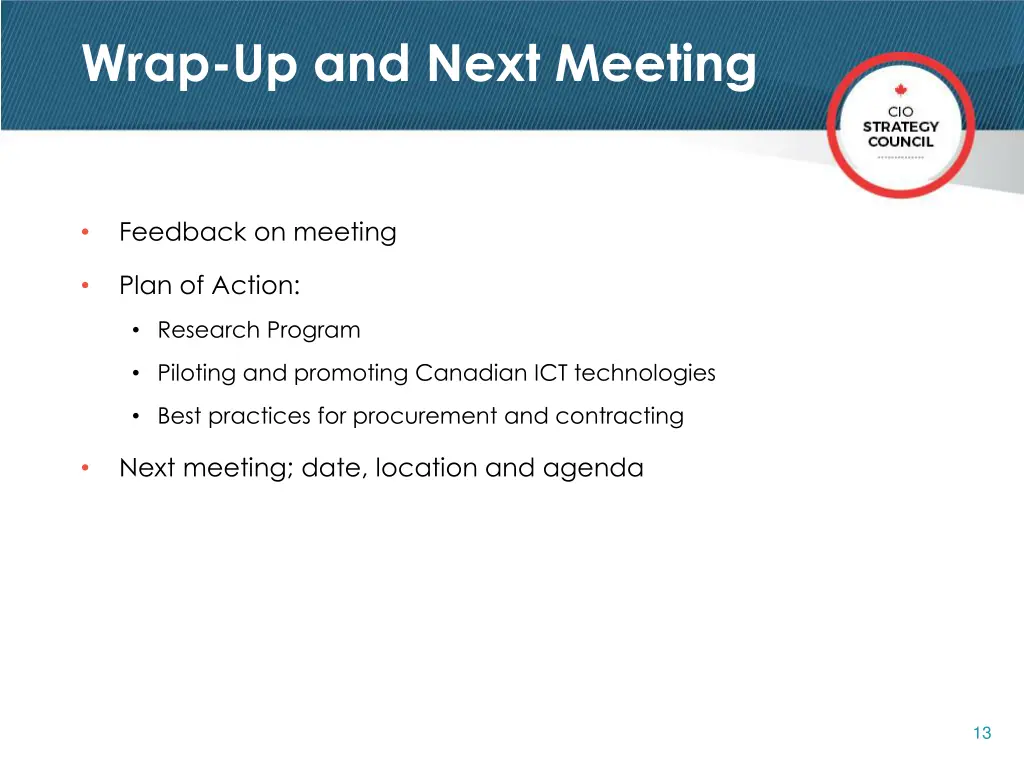 wrap up and next meeting