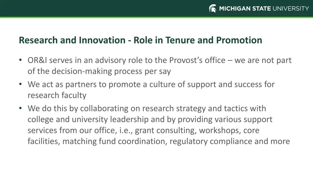 research and innovation role in tenure