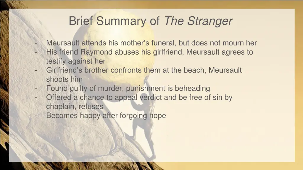 brief summary of the stranger