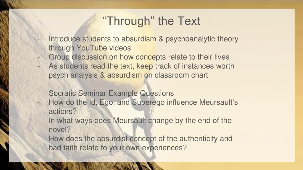 through the text