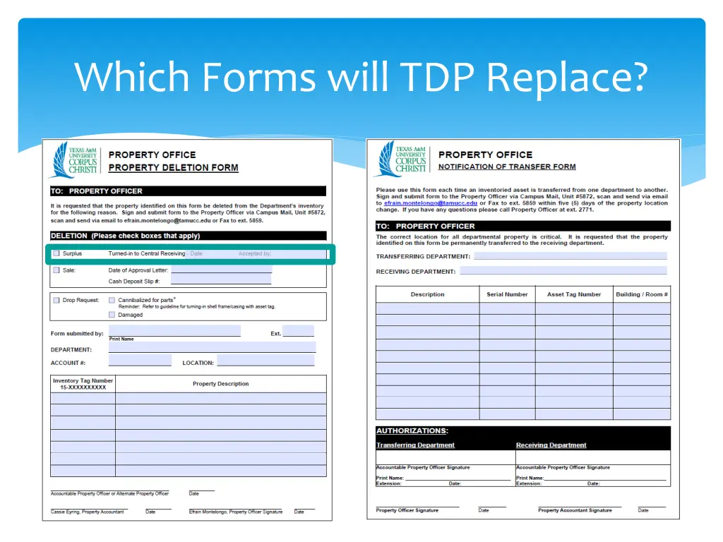 which forms will tdp replace