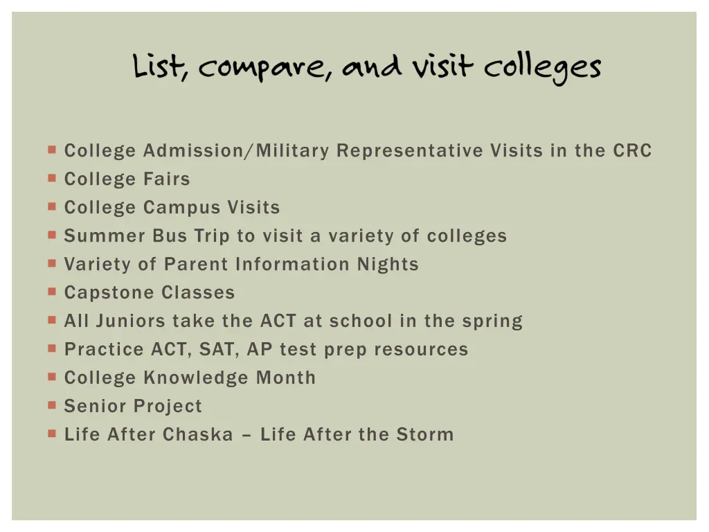 college admission military representative visits