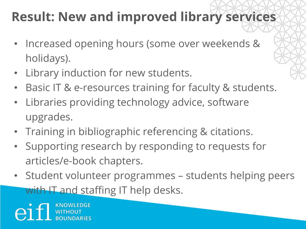 result new and improved library services