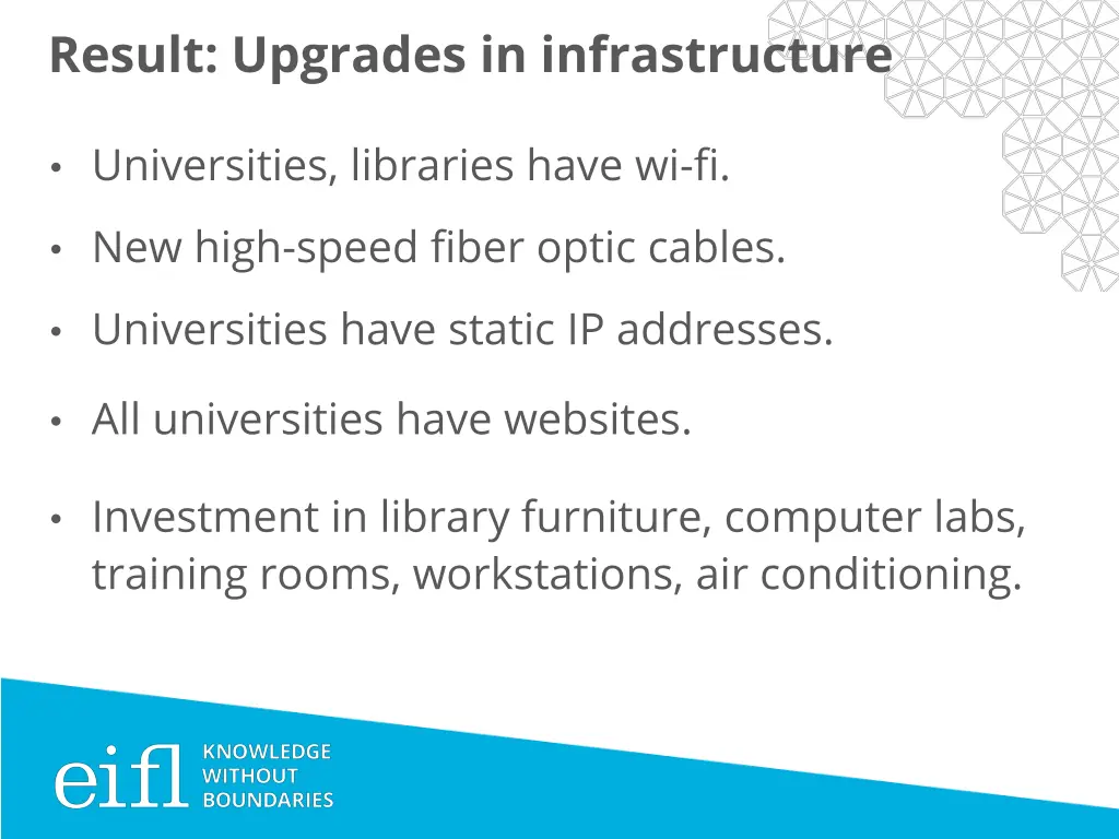 result upgrades in infrastructure