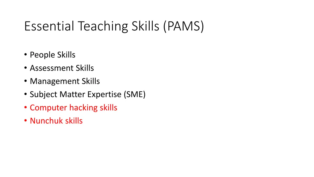 essential teaching skills pams