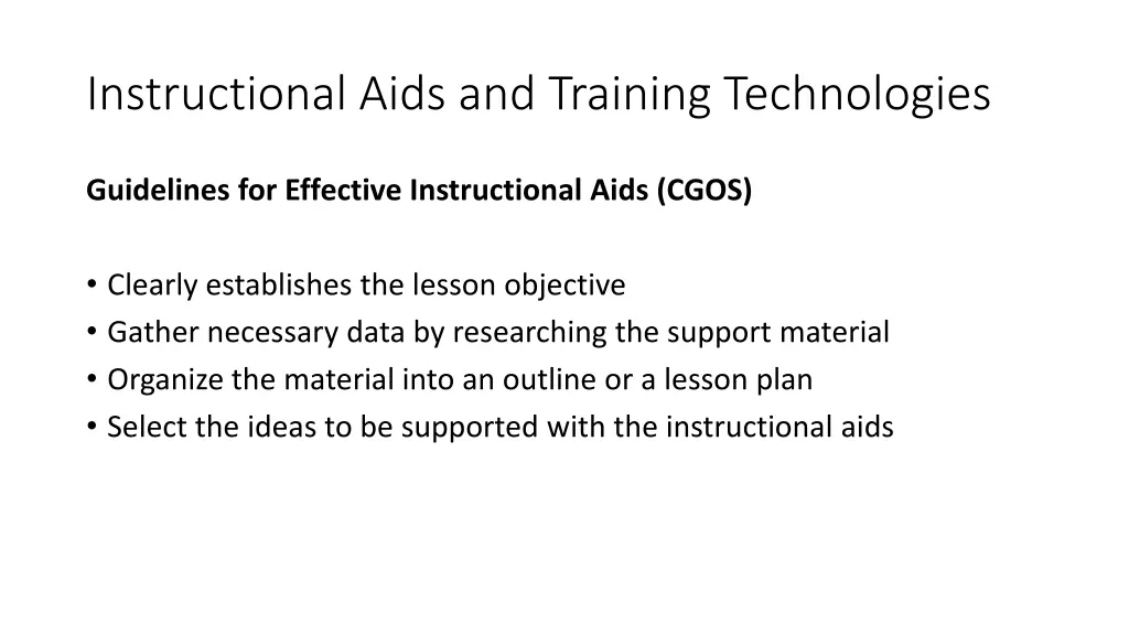 instructional aids and training technologies 1