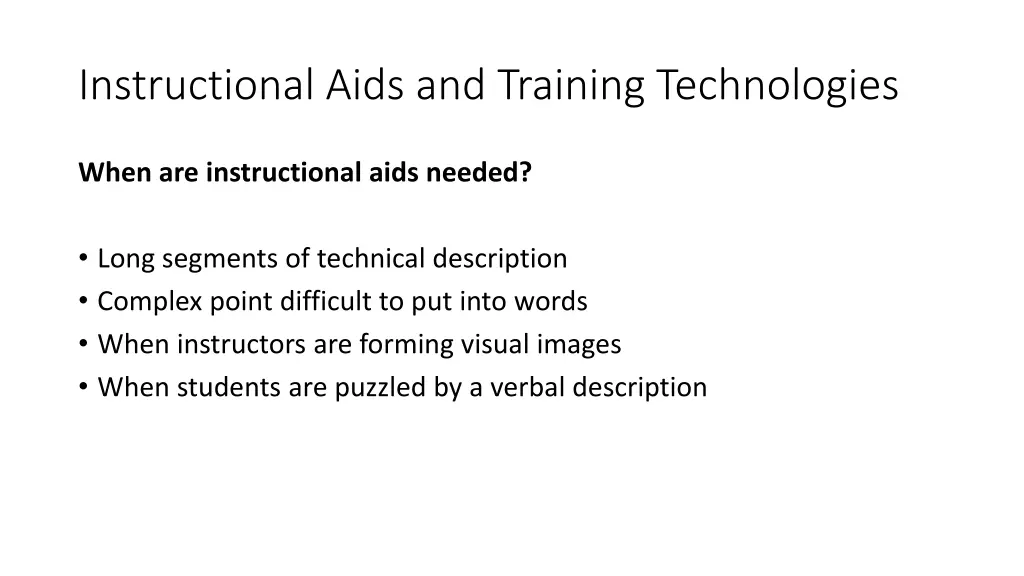instructional aids and training technologies 2