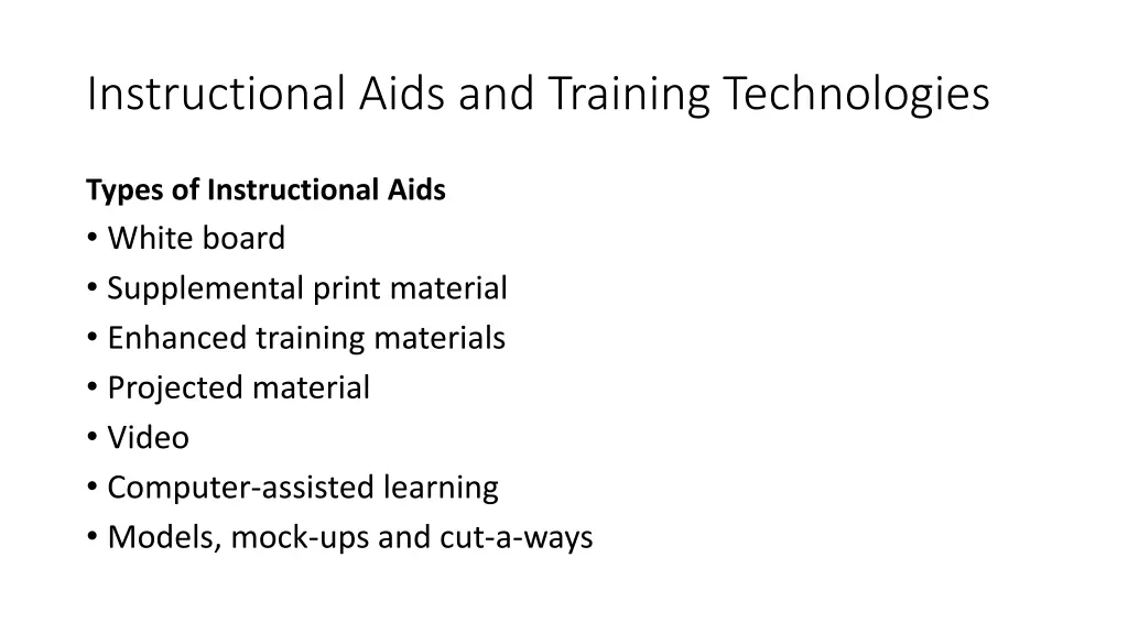 instructional aids and training technologies 3