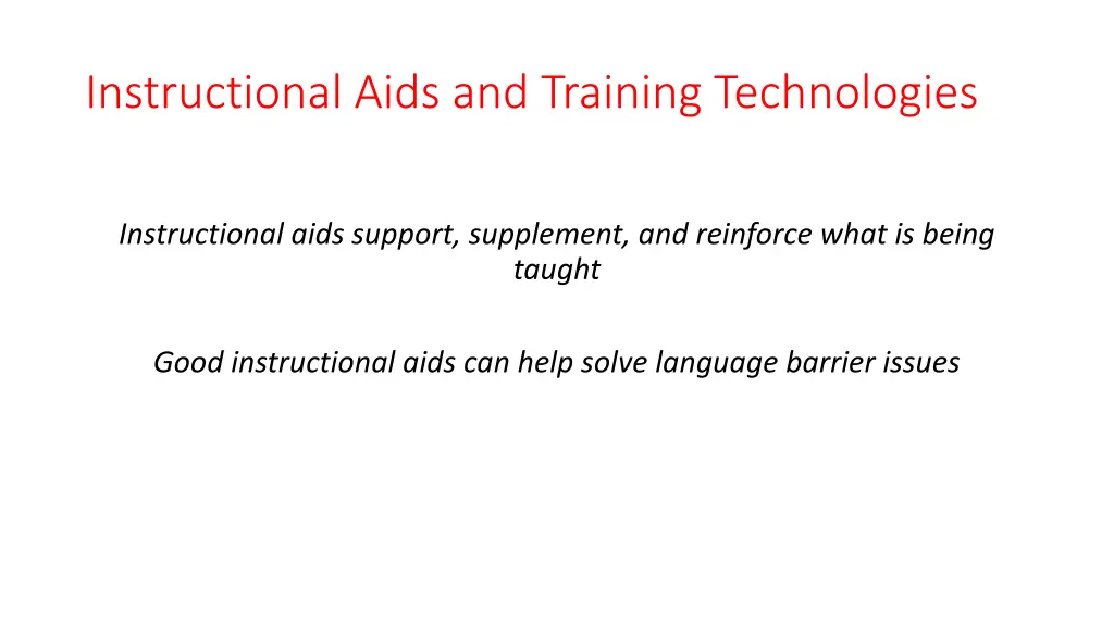 instructional aids and training technologies