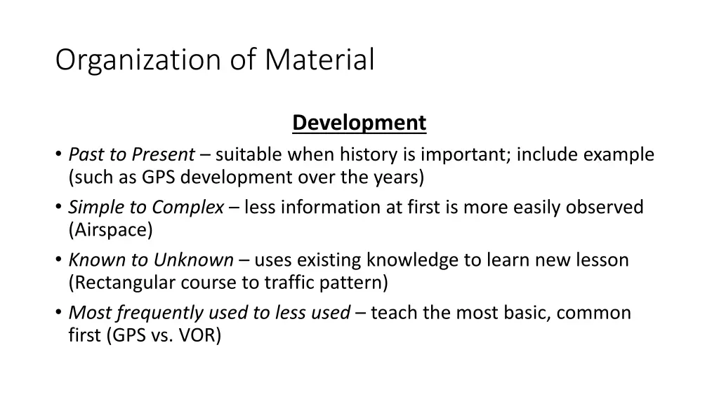 organization of material 1