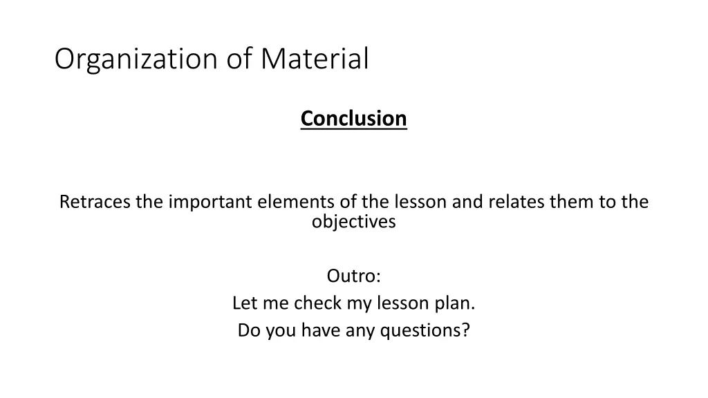 organization of material 2