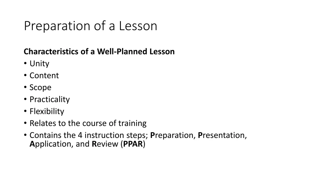 preparation of a lesson 1