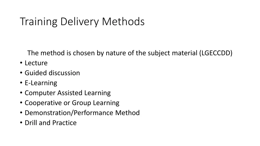 training delivery methods