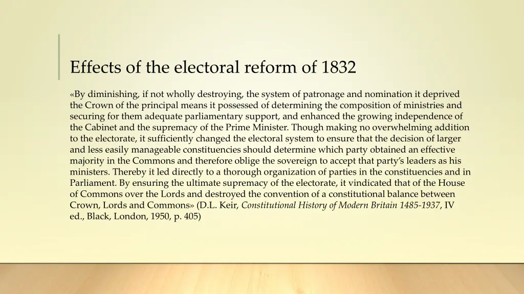 effects of the electoral reform of 1832