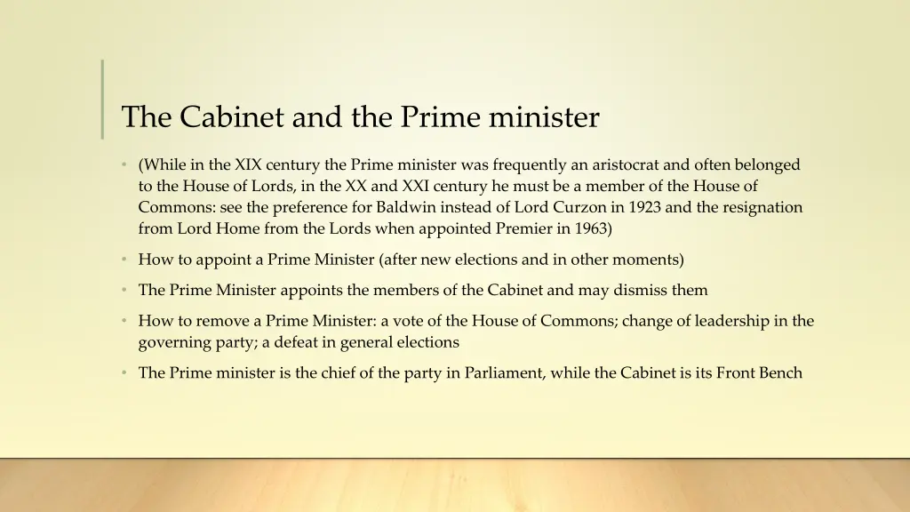 the cabinet and the prime minister 1