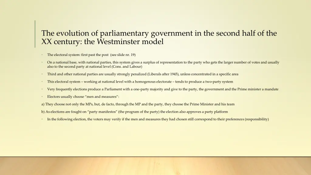 the evolution of parliamentary government