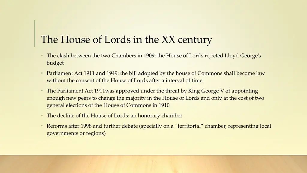 the house of lords in the xx century