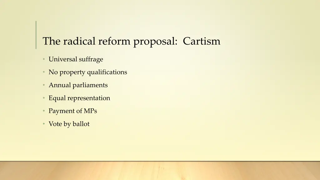 the radical reform proposal cartism