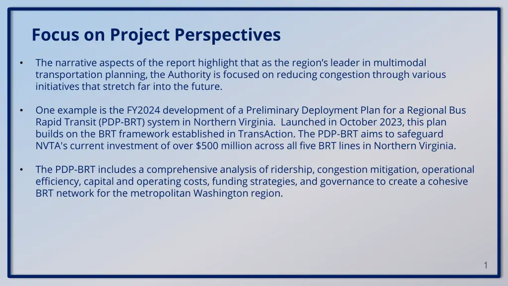 focus on project perspectives