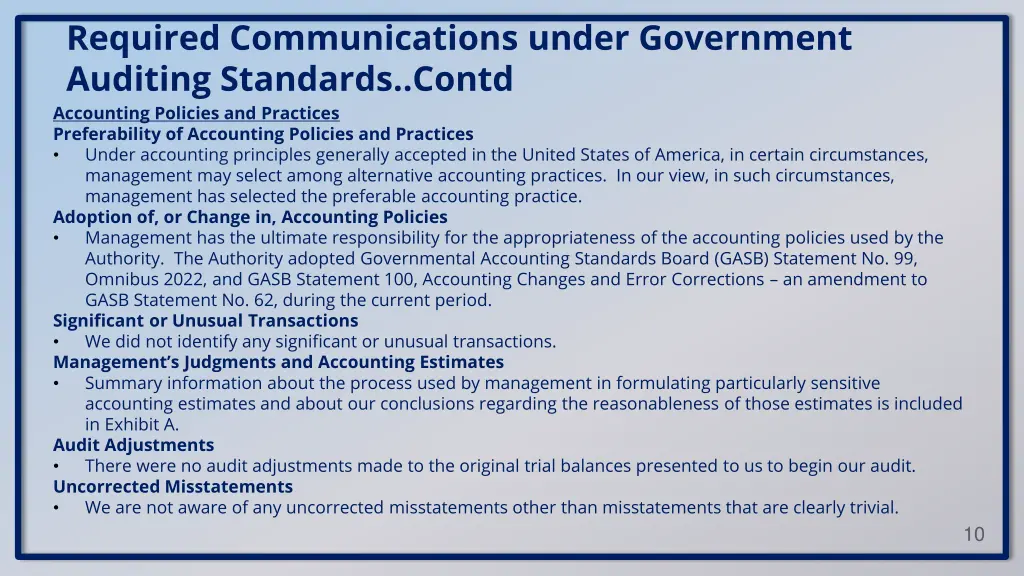 required communications under government auditing 1