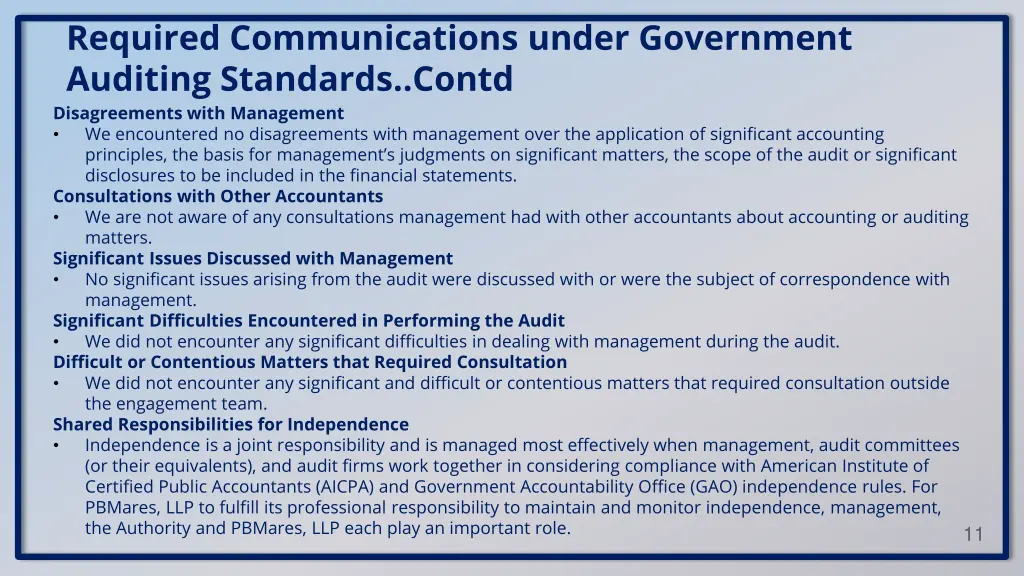 required communications under government auditing 2