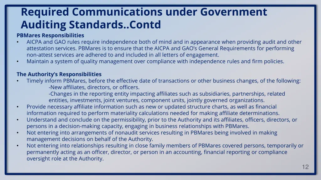 required communications under government auditing 3