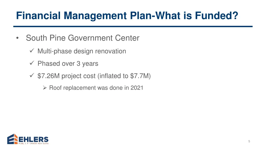 financial management plan what is funded 1