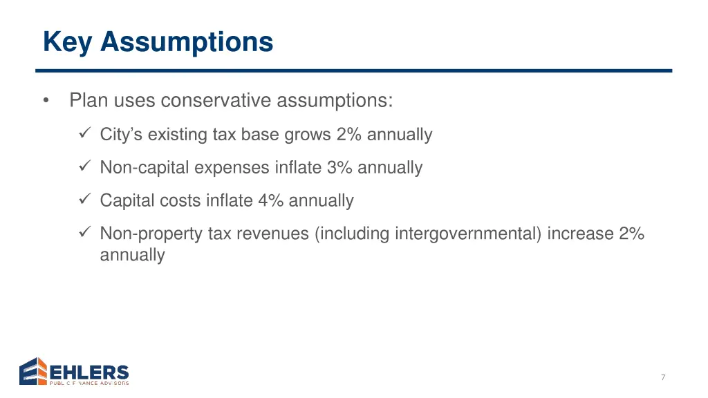 key assumptions
