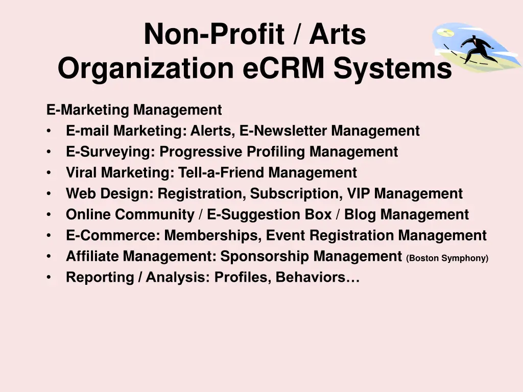 non profit arts organization ecrm systems