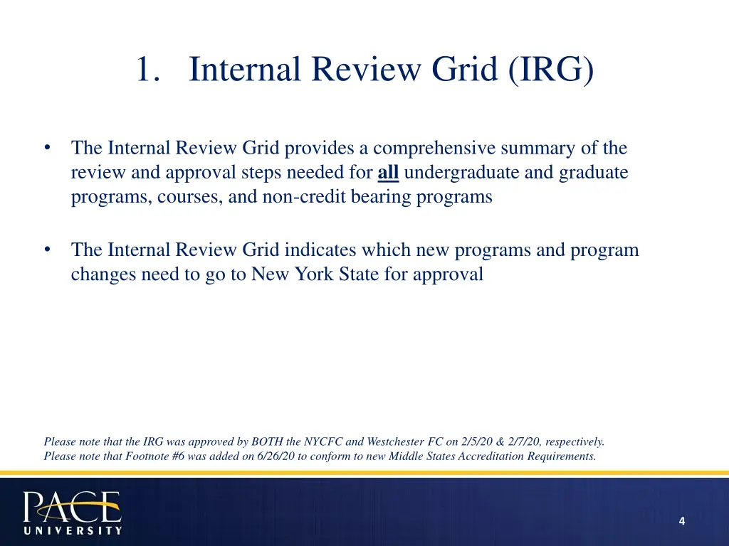 1 internal review grid irg