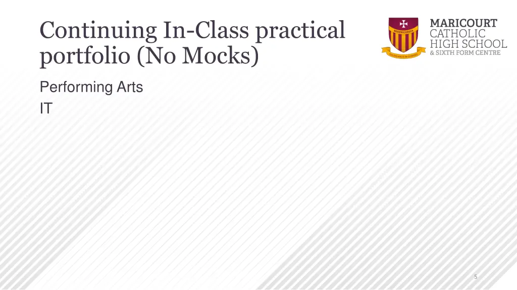 continuing in class practical portfolio no mocks