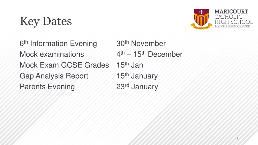 key dates