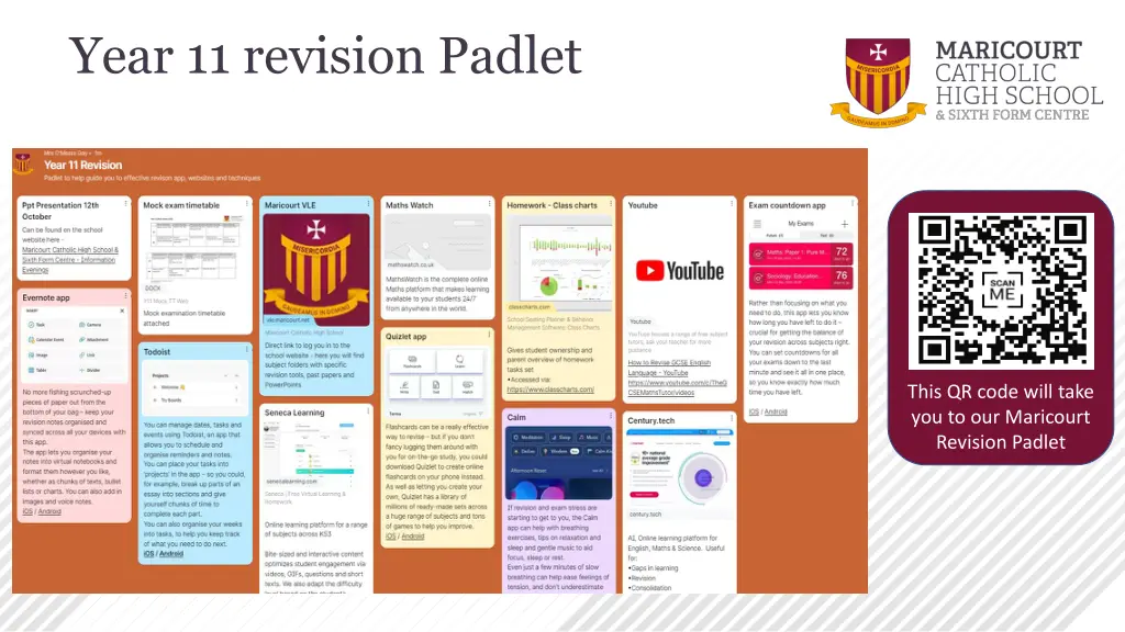 year 11 revision padlet