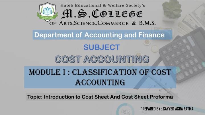 department of accounting and finance
