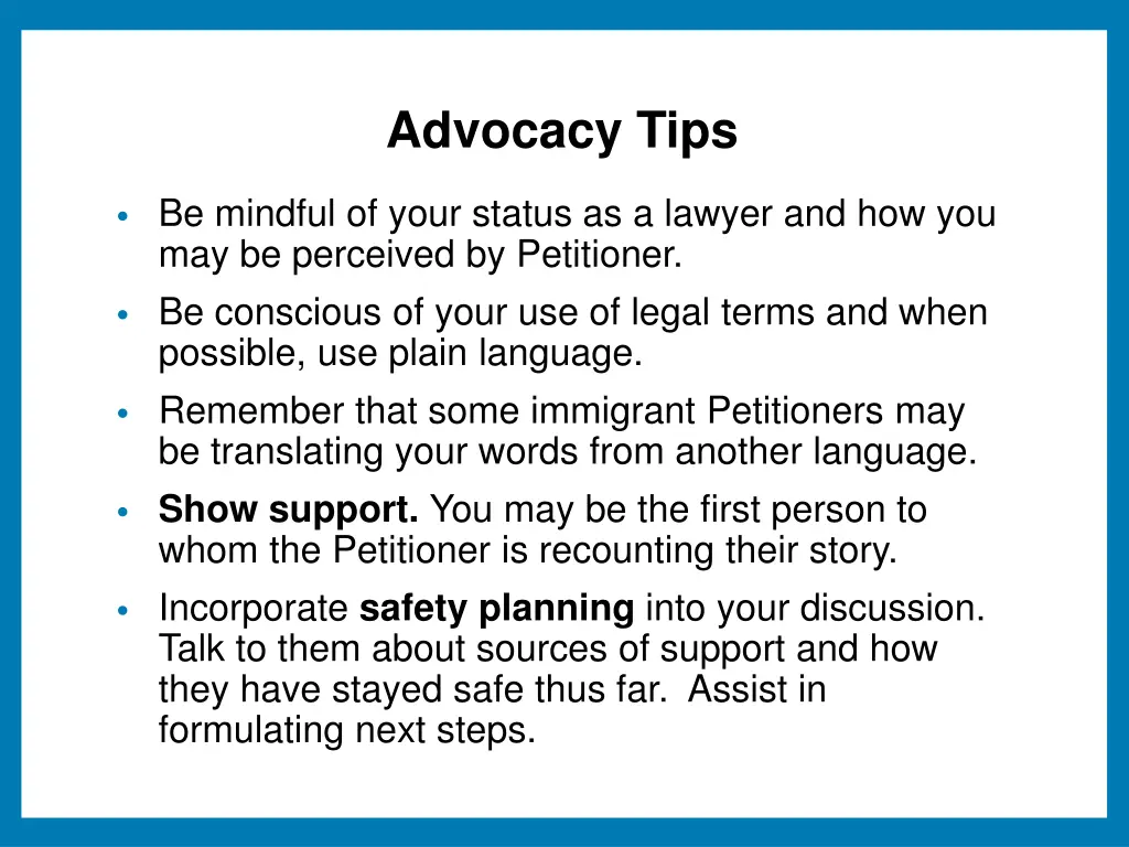 advocacy tips