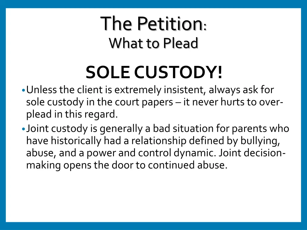 the petition what to plead