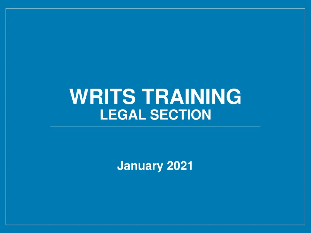 writs training legal section
