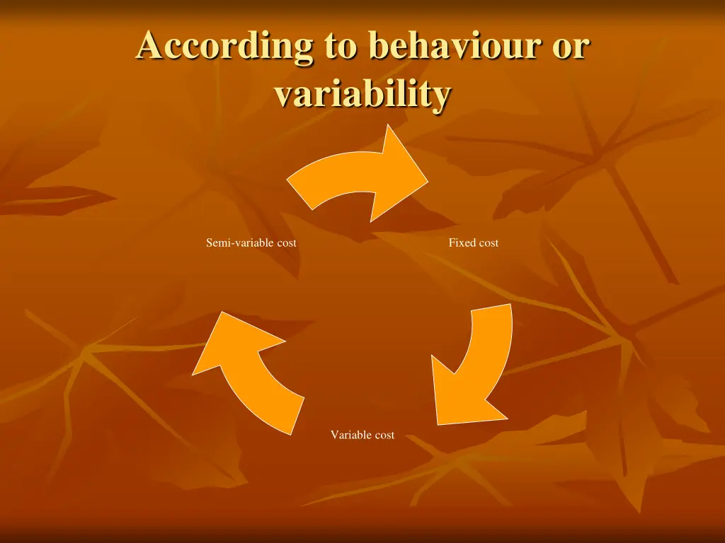 according to behaviour or variability