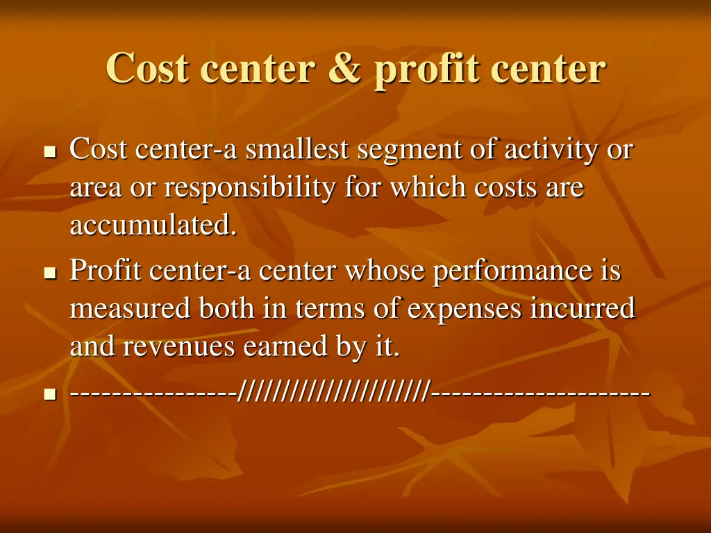 cost center profit center