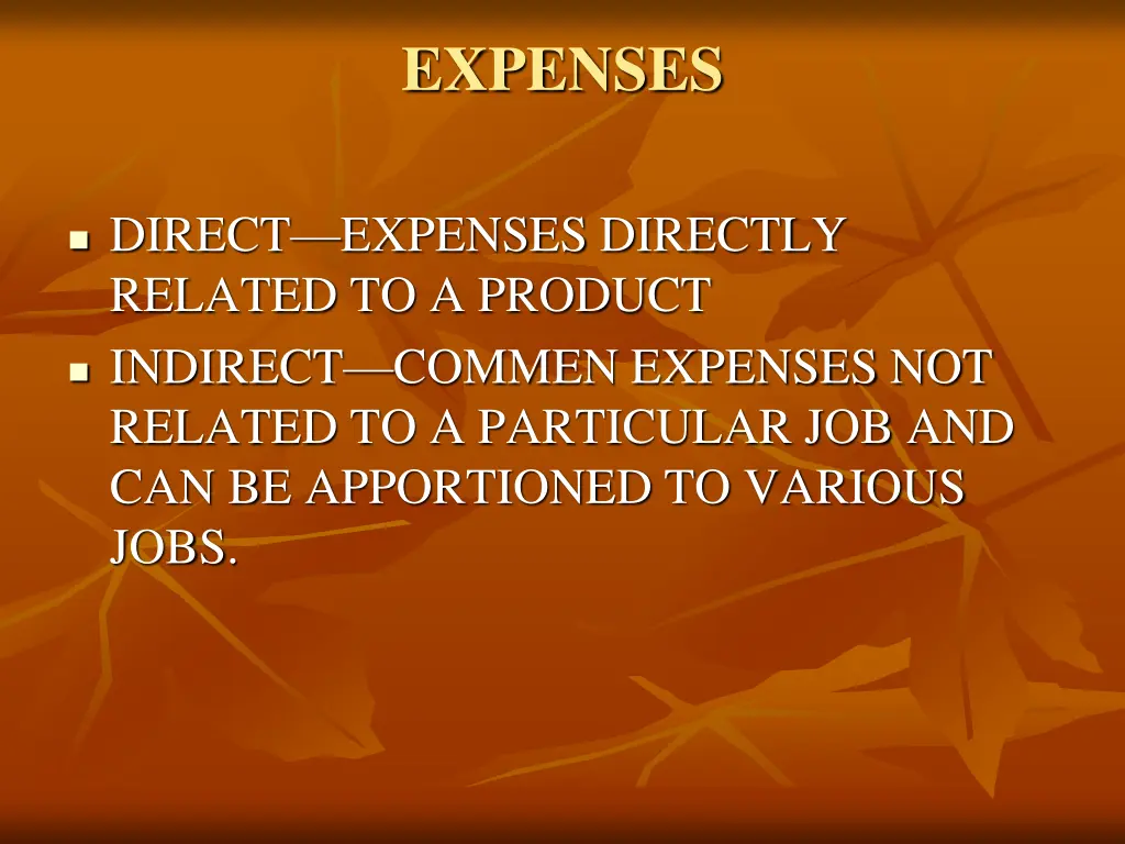 expenses