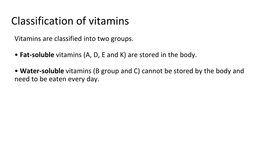 classification of vitamins