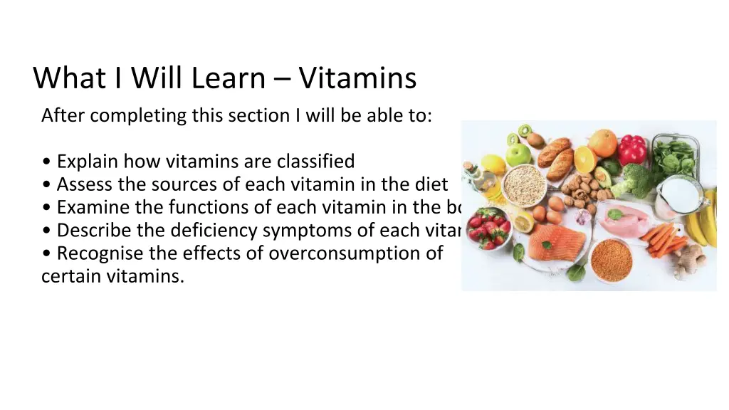 what i will learn vitamins after completing this