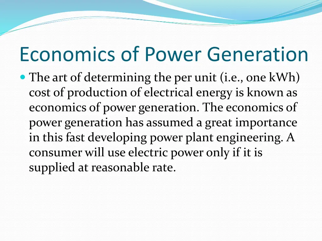 economics of power generation 1