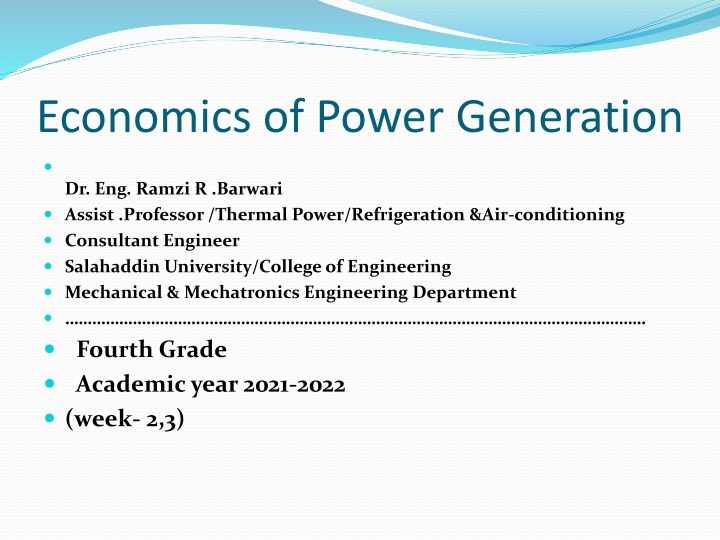 economics of power generation