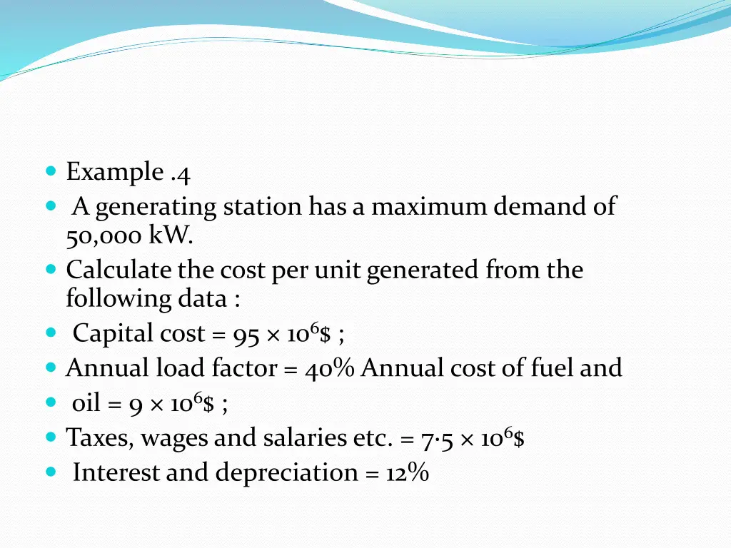 example 4 a generating station has a maximum