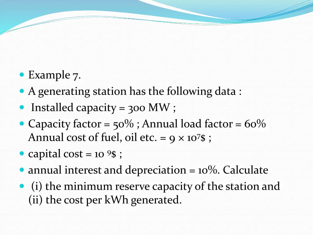 example 7 a generating station has the following