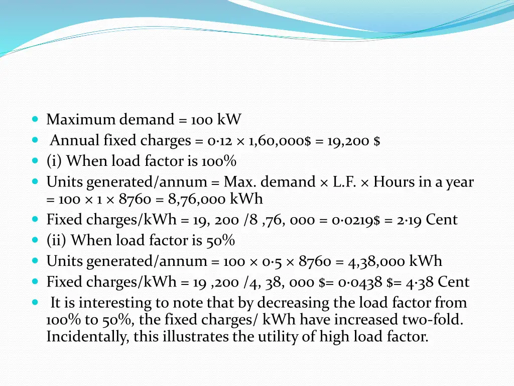 maximum demand 100 kw annual fixed charges