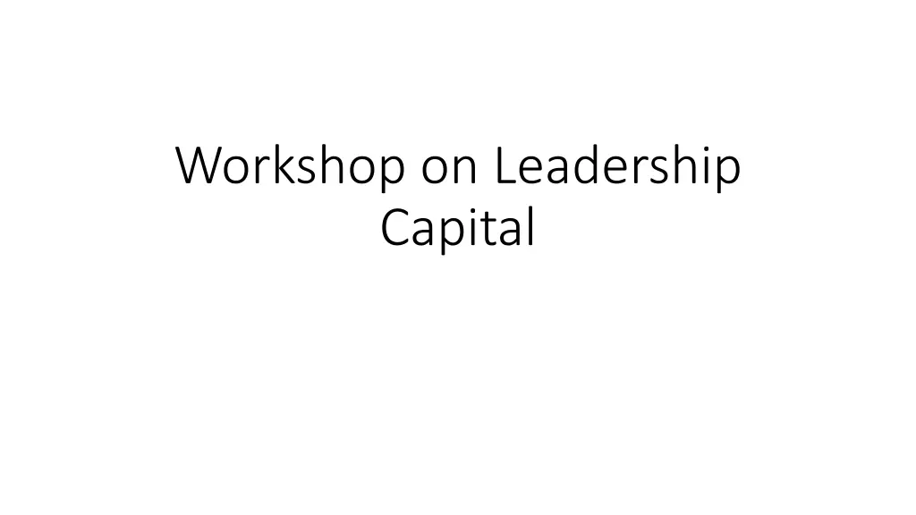 workshop on leadership capital