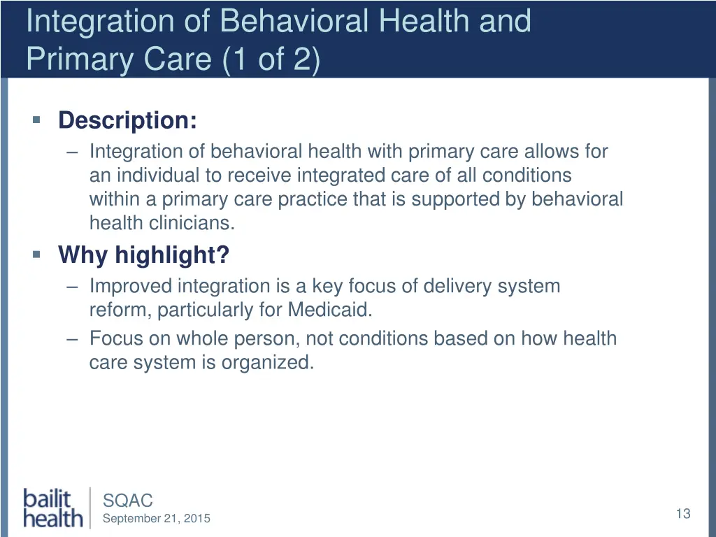 integration of behavioral health and primary care